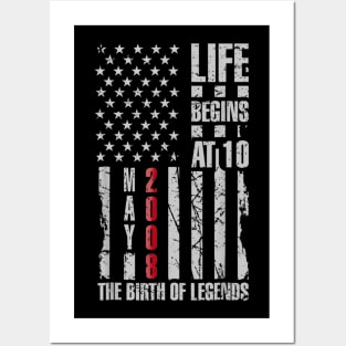 Born In May 2008 12th Birthday Gift Life Begins At 12 Posters and Art